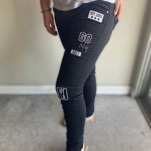 Bershka Street Style Black Jeans w/Patches